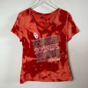 University of Oklahoma Sooners Basketball Acid Custom T-shirt Women's Size Large